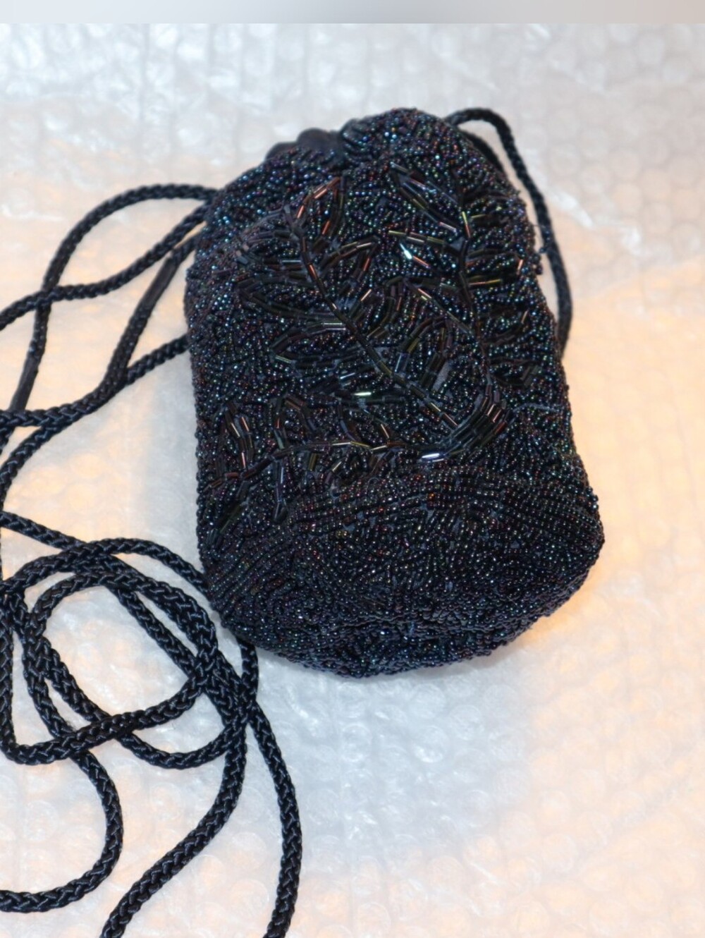 Tweeds Vintage Black Beaded Evening Purse Prom Party Small - Picture 5 of 15